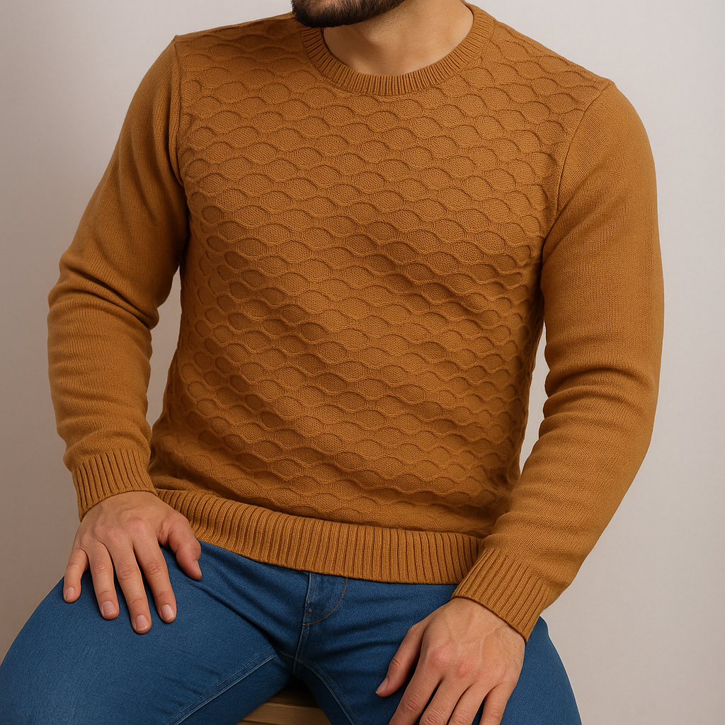 Sueter tricot masculino gola redonda